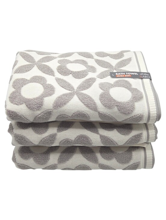 Caro Home Other - Caro Home 4pc Gray White Daisy Days Raised Floral Bath Towels 30x54